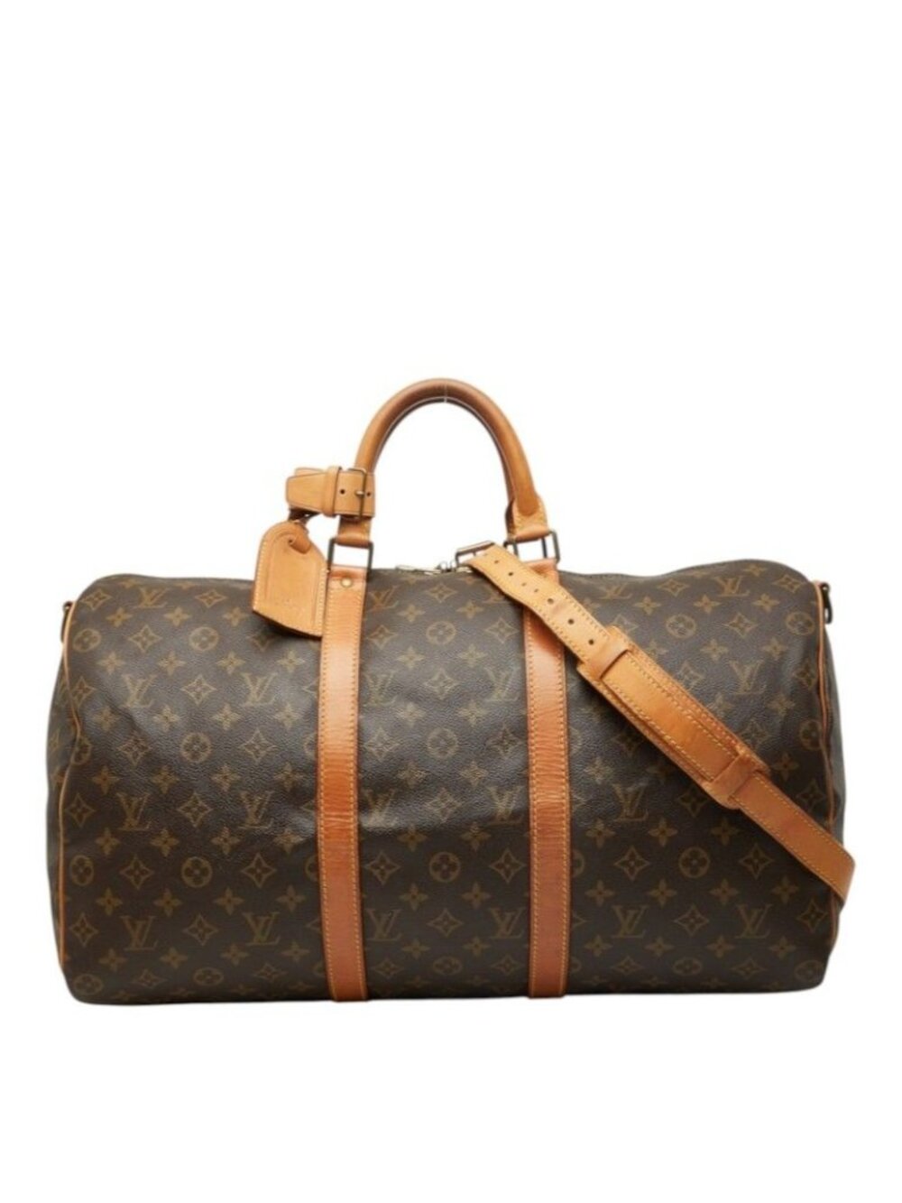 Louis Vuitton Monogram Keepall Bandouliere 50 Boston Bag 2-Way Brown Leather